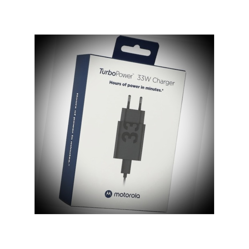 Motorola PG38C06448 TurboPower Travel Charger USB-C 33W avec USB-C/USB-C Cable Black